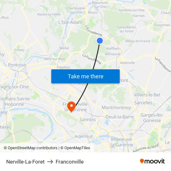 Nerville-La-Foret to Franconville map
