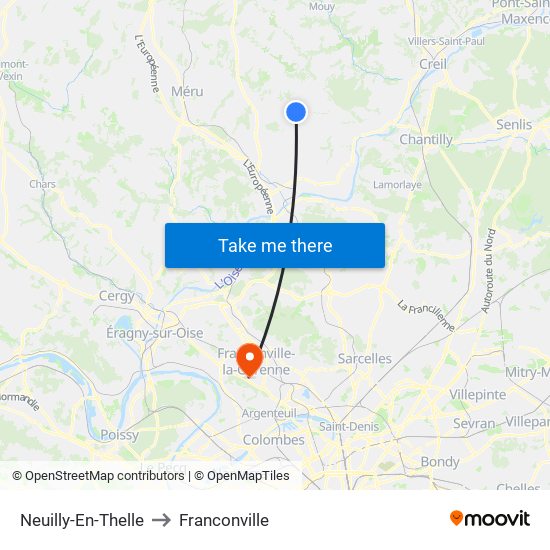 Neuilly-En-Thelle to Franconville map