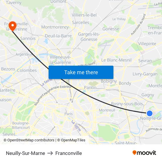 Neuilly-Sur-Marne to Franconville map