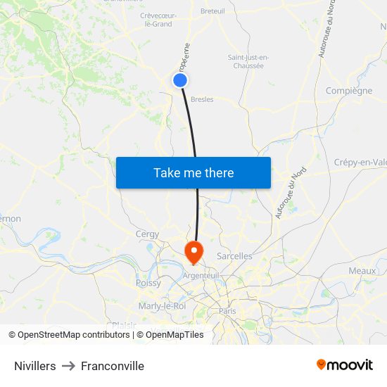 Nivillers to Franconville map