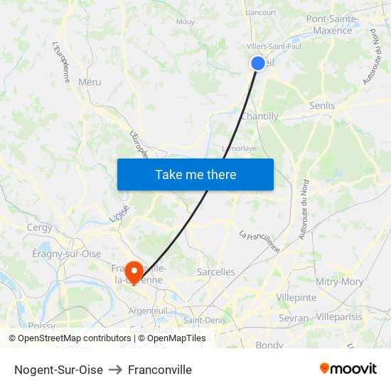 Nogent-Sur-Oise to Franconville map