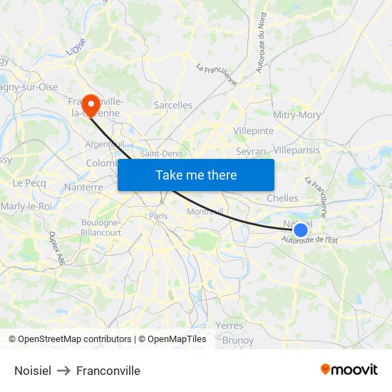 Noisiel to Franconville map