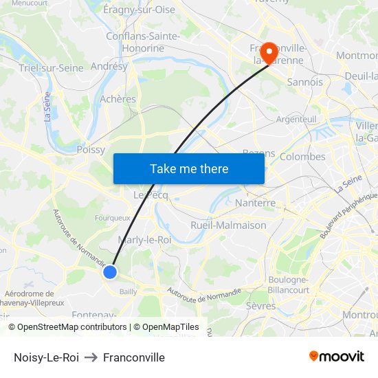Noisy-Le-Roi to Franconville map