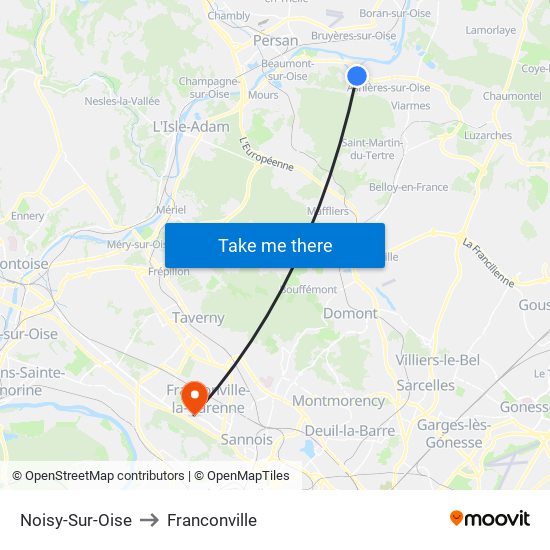 Noisy-Sur-Oise to Franconville map