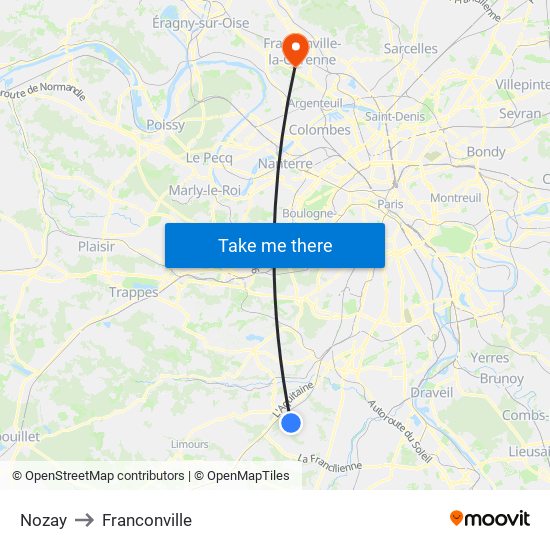 Nozay to Franconville map