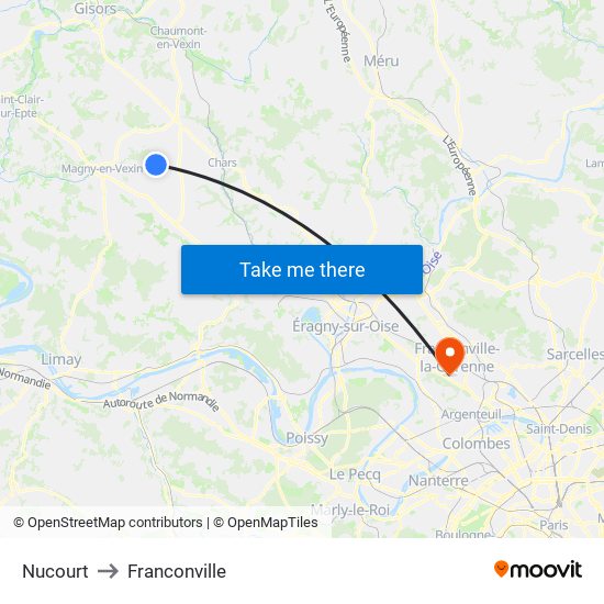 Nucourt to Franconville map