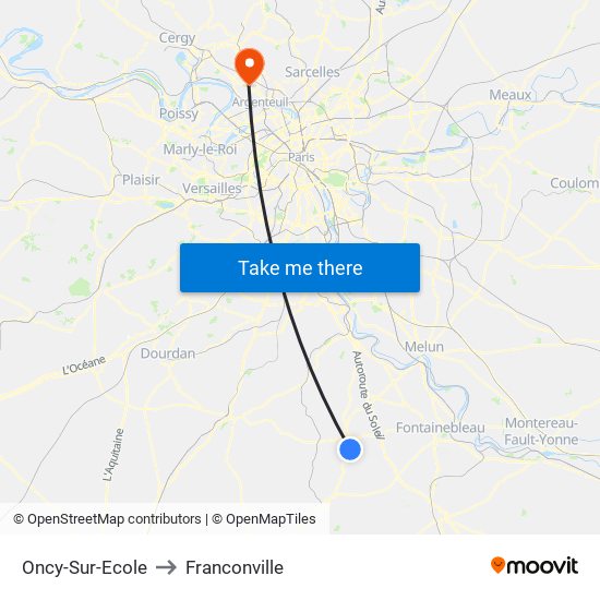 Oncy-Sur-Ecole to Franconville map