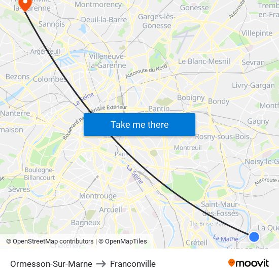 Ormesson-Sur-Marne to Franconville map