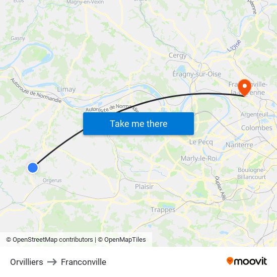 Orvilliers to Franconville map