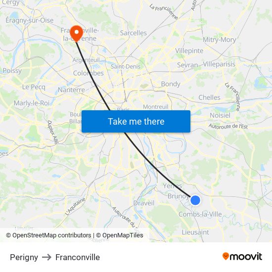 Perigny to Franconville map