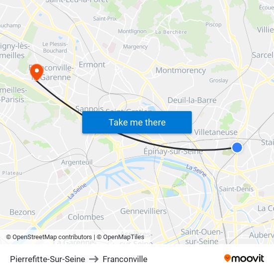 Pierrefitte-Sur-Seine to Franconville map