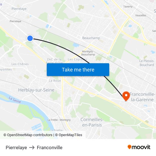 Pierrelaye to Franconville map