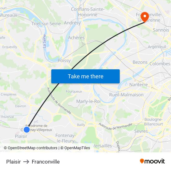 Plaisir to Franconville map