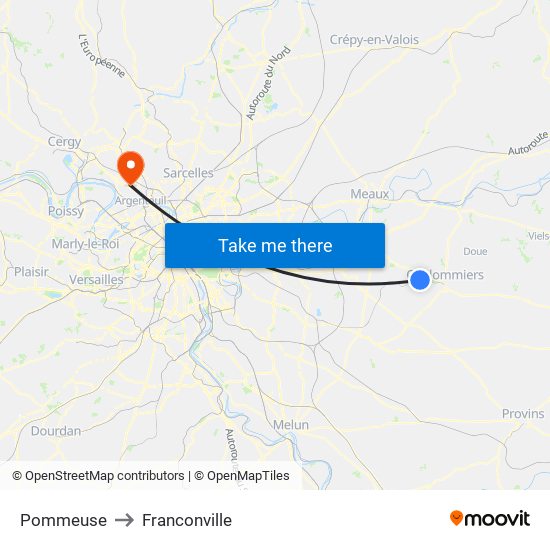 Pommeuse to Franconville map