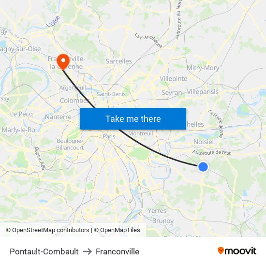 Pontault-Combault to Franconville map