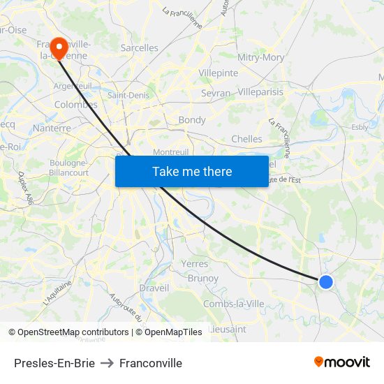 Presles-En-Brie to Franconville map