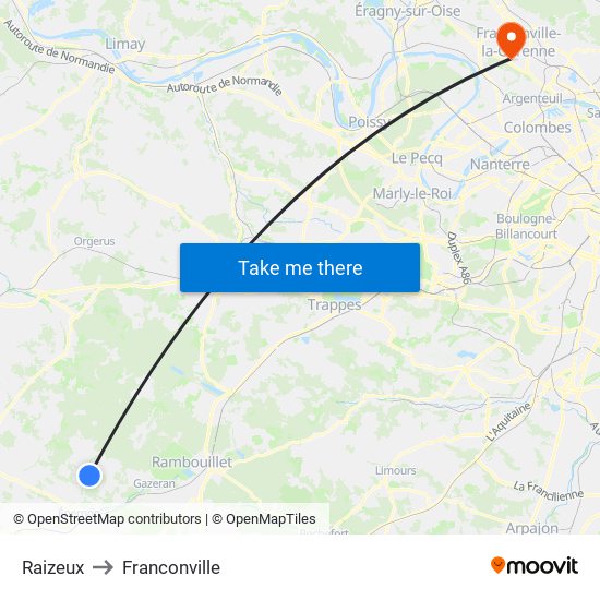 Raizeux to Franconville map