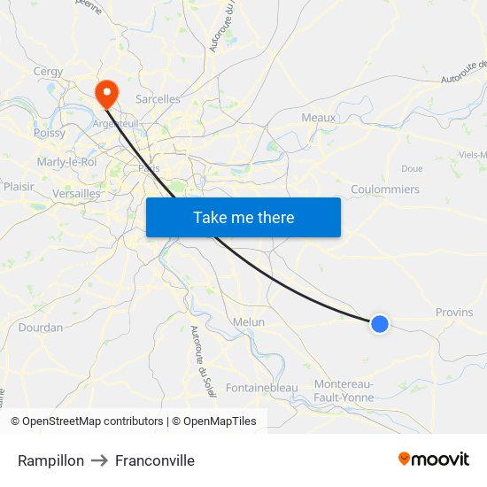 Rampillon to Franconville map
