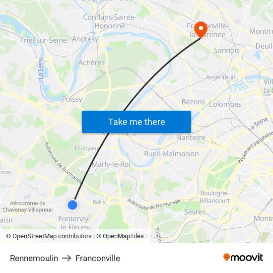 Rennemoulin to Franconville map