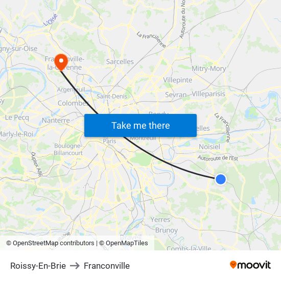 Roissy-En-Brie to Franconville map