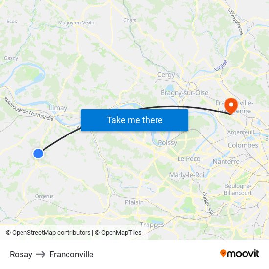 Rosay to Franconville map