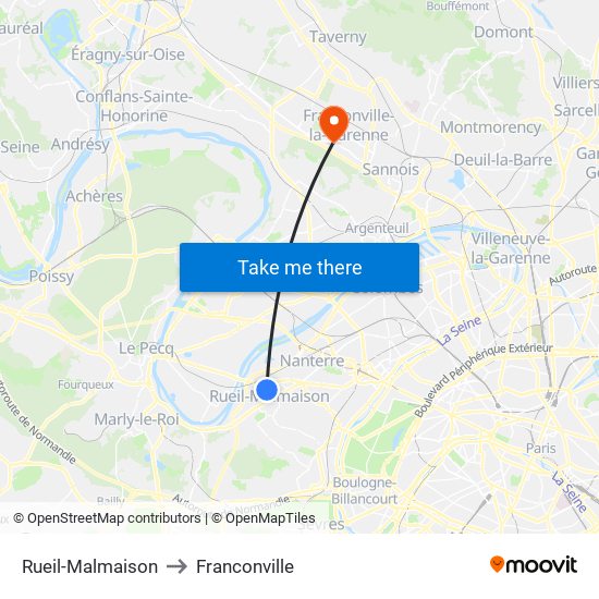 Rueil-Malmaison to Franconville map