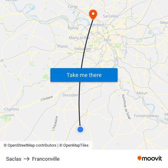 Saclas to Franconville map