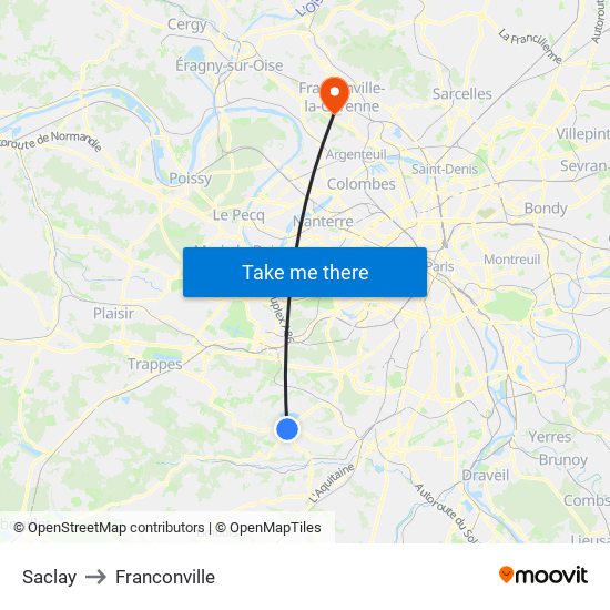 Saclay to Franconville map
