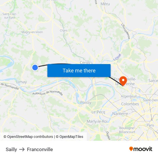 Sailly to Franconville map