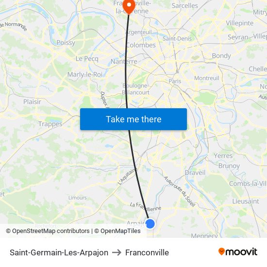 Saint-Germain-Les-Arpajon to Franconville map