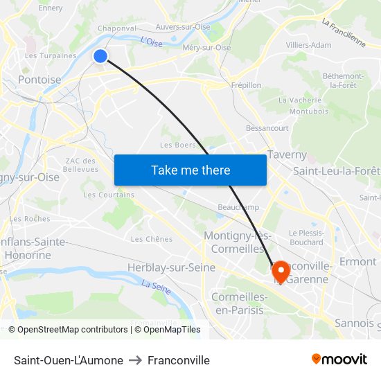 Saint-Ouen-L'Aumone to Franconville map