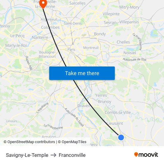 Savigny-Le-Temple to Franconville map