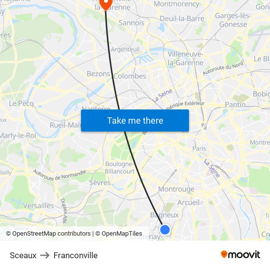Sceaux to Franconville map