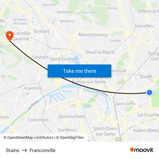 Stains to Franconville map