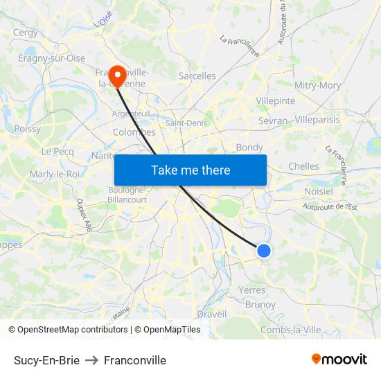 Sucy-En-Brie to Franconville map
