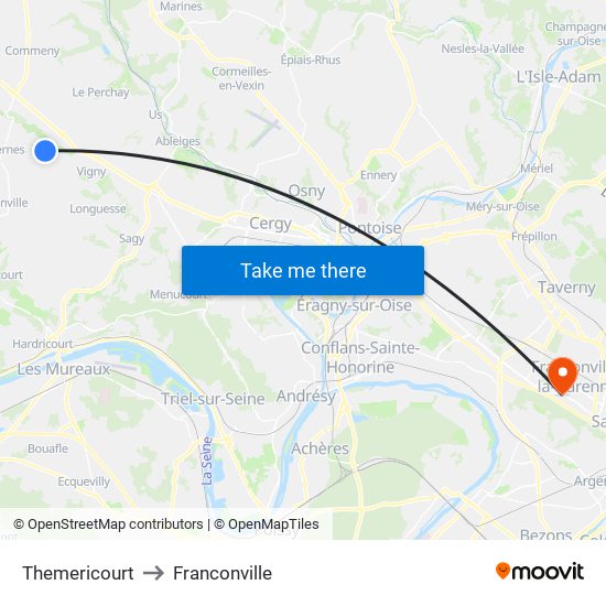 Themericourt to Franconville map