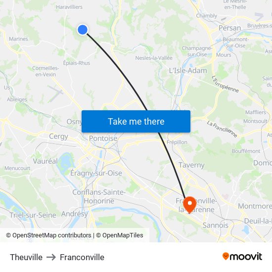 Theuville to Franconville map