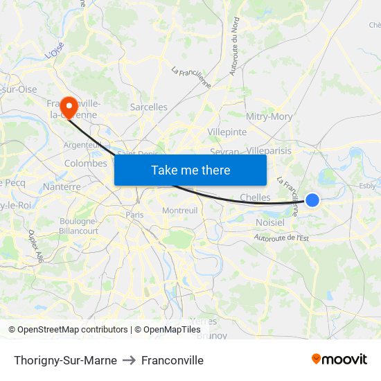 Thorigny-Sur-Marne to Franconville map