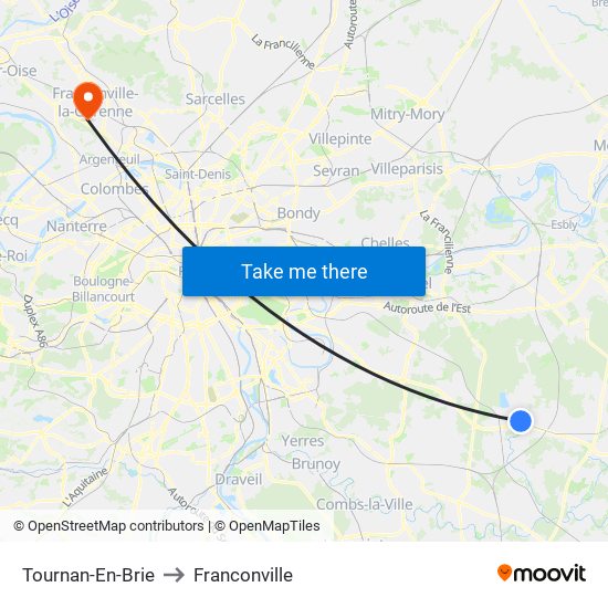Tournan-En-Brie to Franconville map