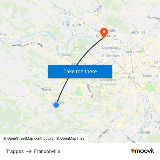 Trappes to Franconville map