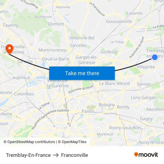 Tremblay-En-France to Franconville map