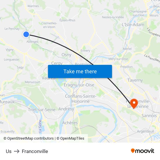 Us to Franconville map