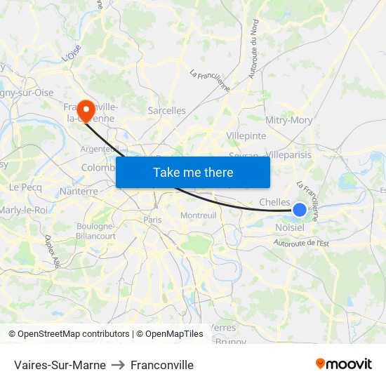 Vaires-Sur-Marne to Franconville map