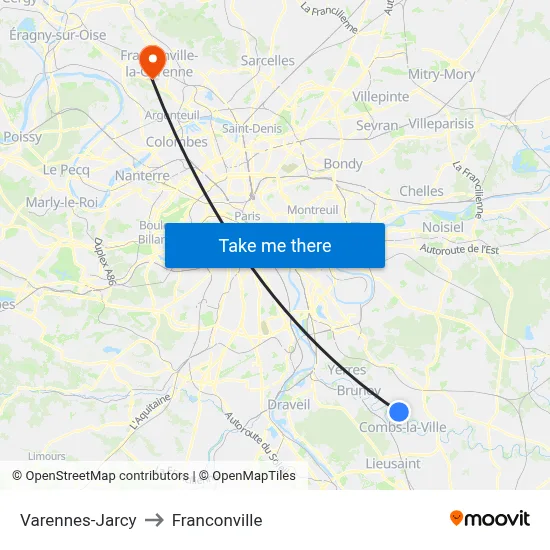 Varennes-Jarcy to Franconville map