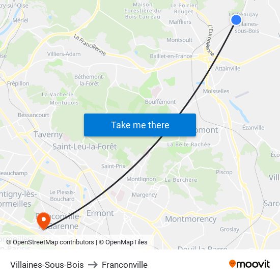 Villaines-Sous-Bois to Franconville map