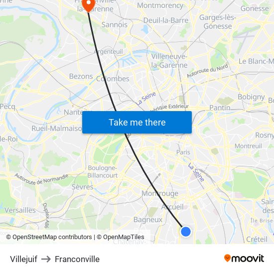Villejuif to Franconville map