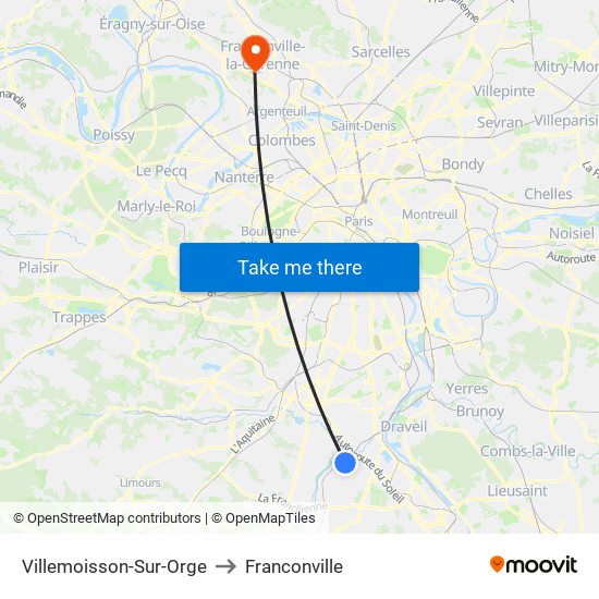 Villemoisson-Sur-Orge to Franconville map