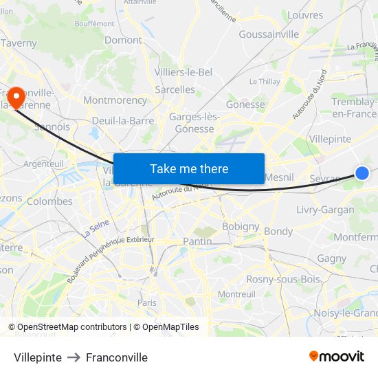 Villepinte to Franconville map