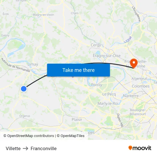 Villette to Franconville map