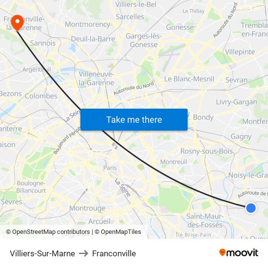 Villiers-Sur-Marne to Franconville map